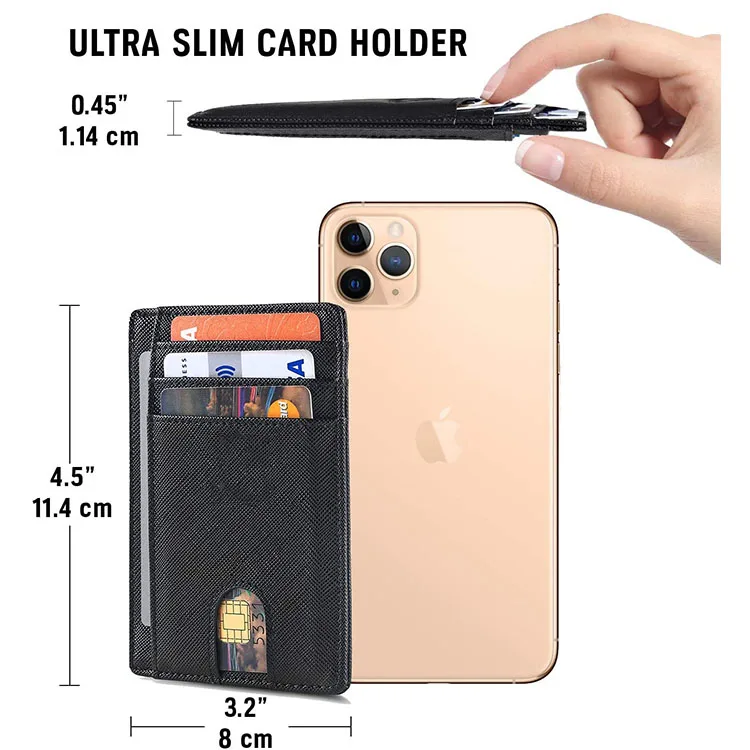 QQgift OEM Custom Slim Wallet for Men RFID Blocking Minimalist Credit Card Holder Lightweight Card Wallet with Gift Box