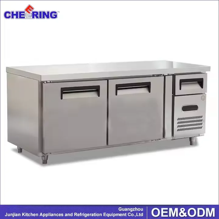Commercial 2 Door Undercounter Refrigerator Freezer Drawers Restaurant Kitchen Work Bench Table Top Fridge undercounter Freezer