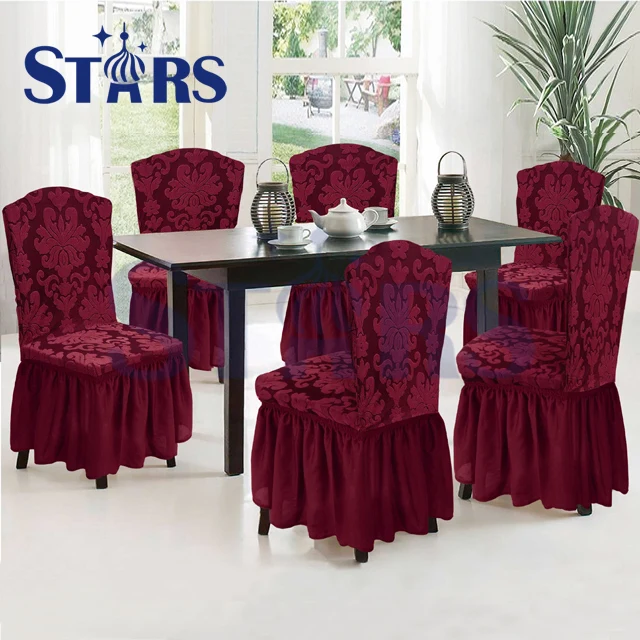 Hot Selling Luxury Pattern Jacquard Elastic Chair Cover Set 6pcs 8pcs Customized Dining Chair Cover