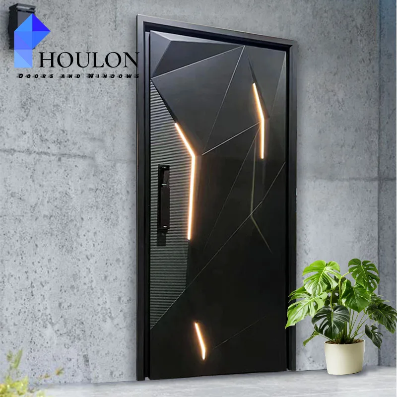 Patterned Metal Panel Pivot Door Sound Proof Fire Proof With Door Bell Top Seller Modern Security Steel Door
