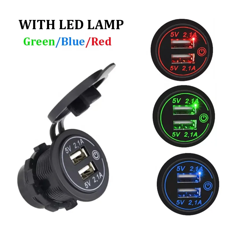 Waterproof 12V 4.2A Dual Port Socket Mobile Phone USB Car Charger