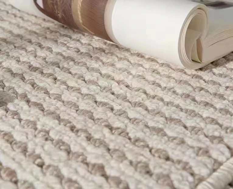 FACTORY PRICE MODERN LOOP CUT HANDMADE HANDLOOM WOOL SILK CARPET