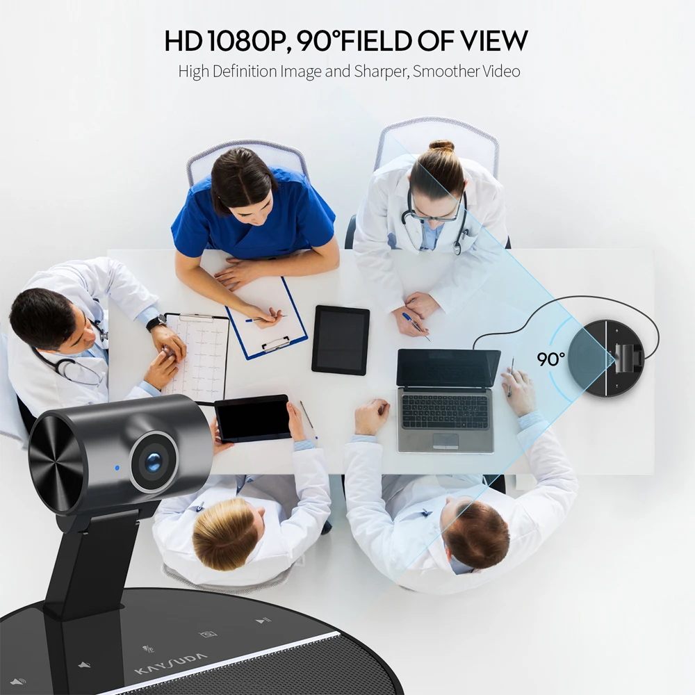 360-Degree 1080p HD Smart Video Conference Camera Microphone and Speaker