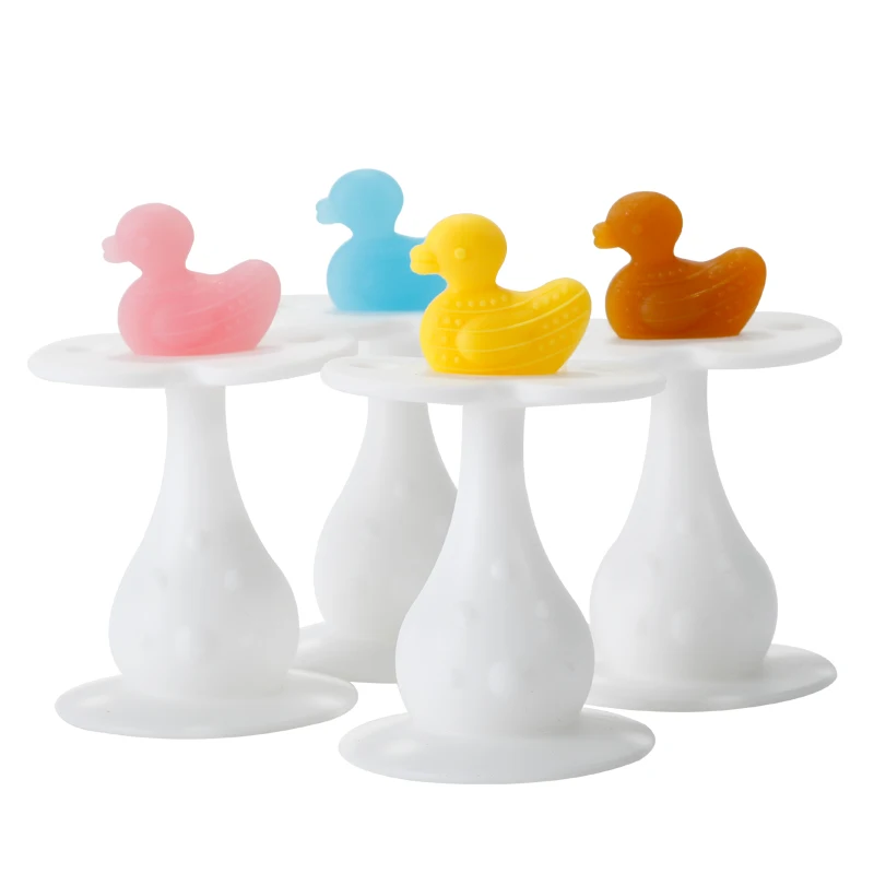 Certified Soft Silicone Baby Gum Teething Toy Duck Animal Pattern Jelly Colors Toddler Rattle Teether Toy