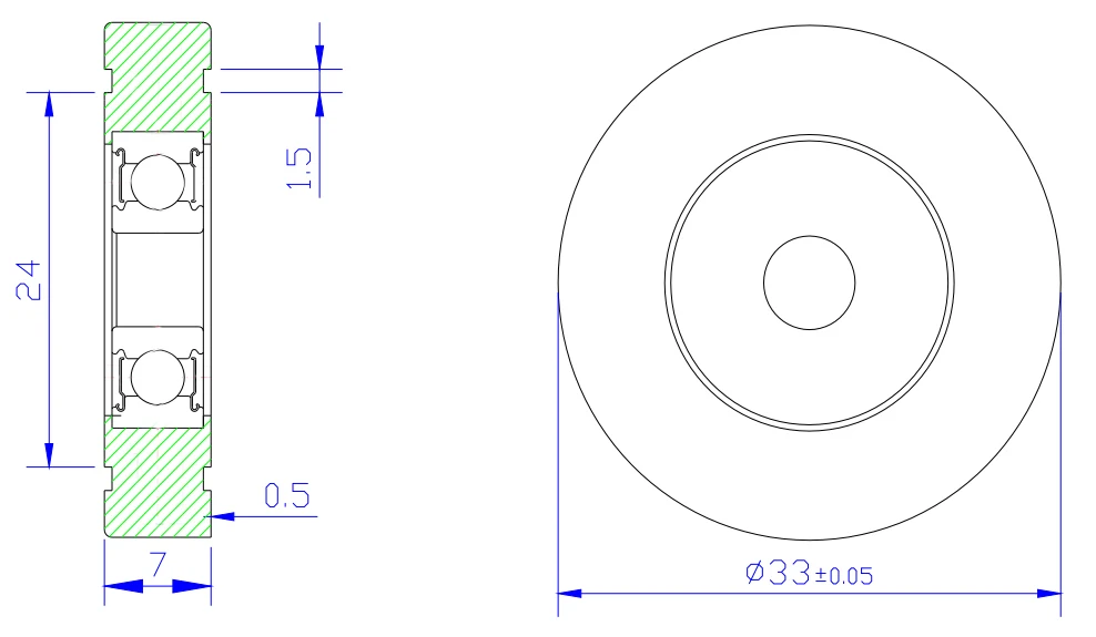 BS62633-7 Plastic Roller Bearings For Sliding Door 6x33x7mm POM NYLON POK PU Door Window Roller Wheel
