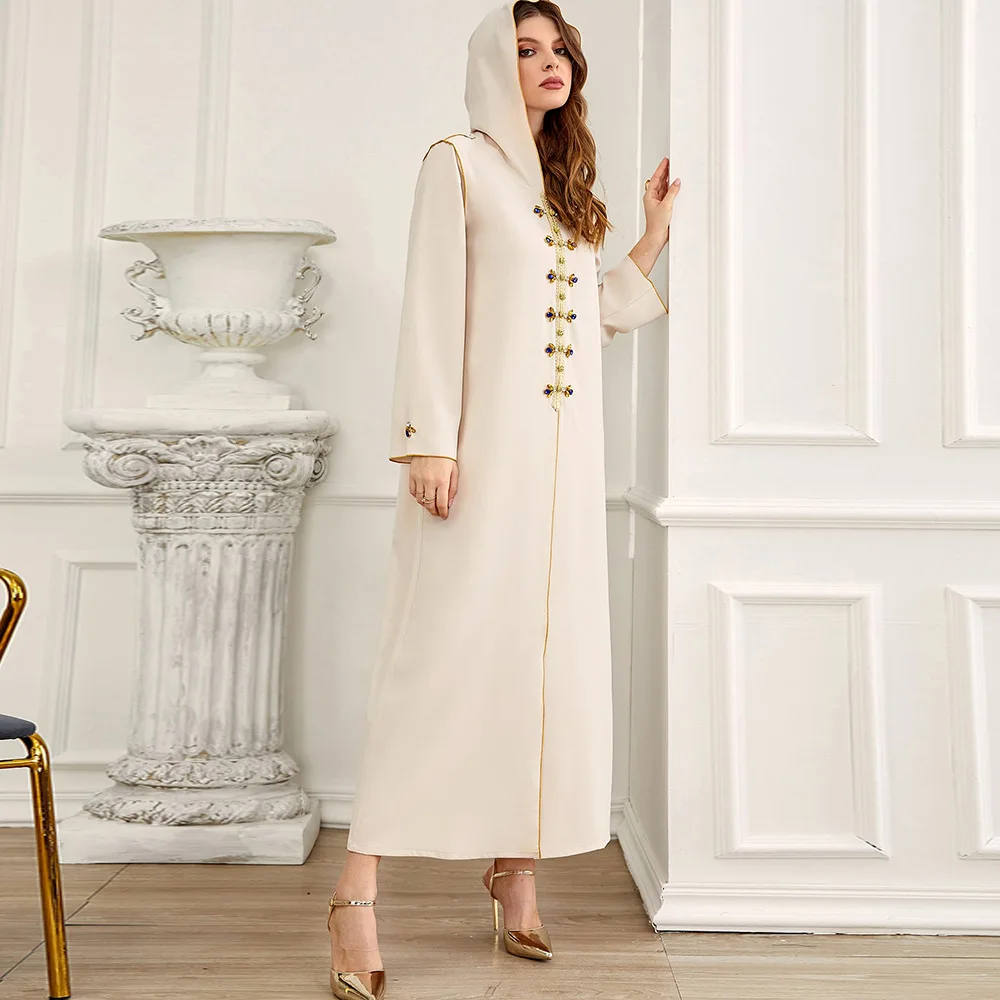 High quality hooded Arabic Moroccan kaftan ethnic clothes Islamic dress