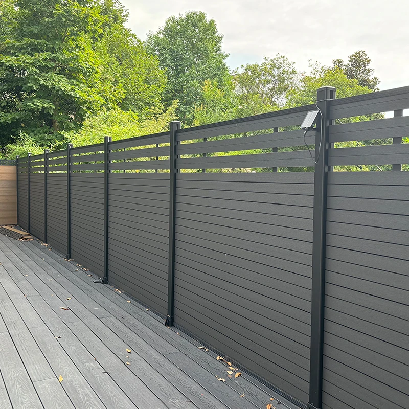 Treslam WPC Wood Composite Privacy Slat Fence Panels Pillar Decorative Panels Fence