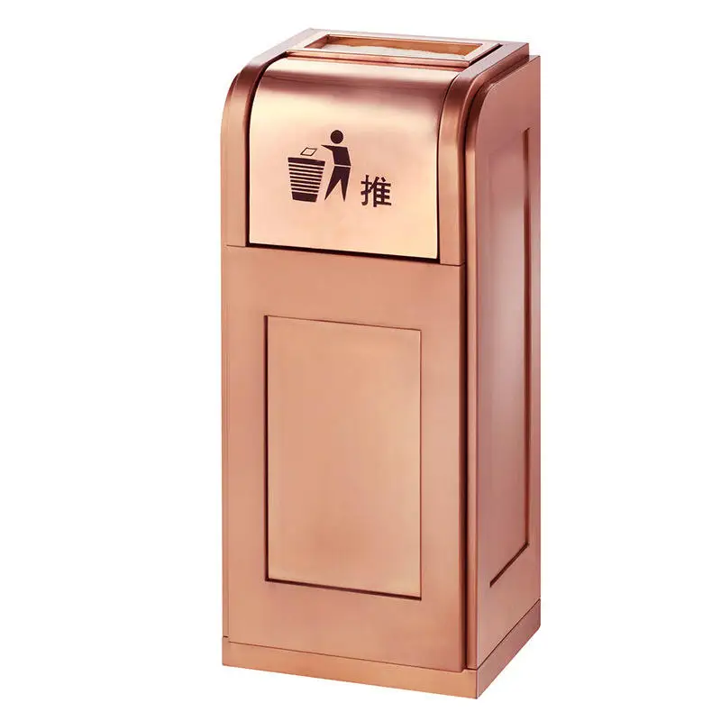 Wholesale Recycling Metal Stainless Steel Hotel Ashtray Trash Can Rectangular Lobby Indoor Waste Bin