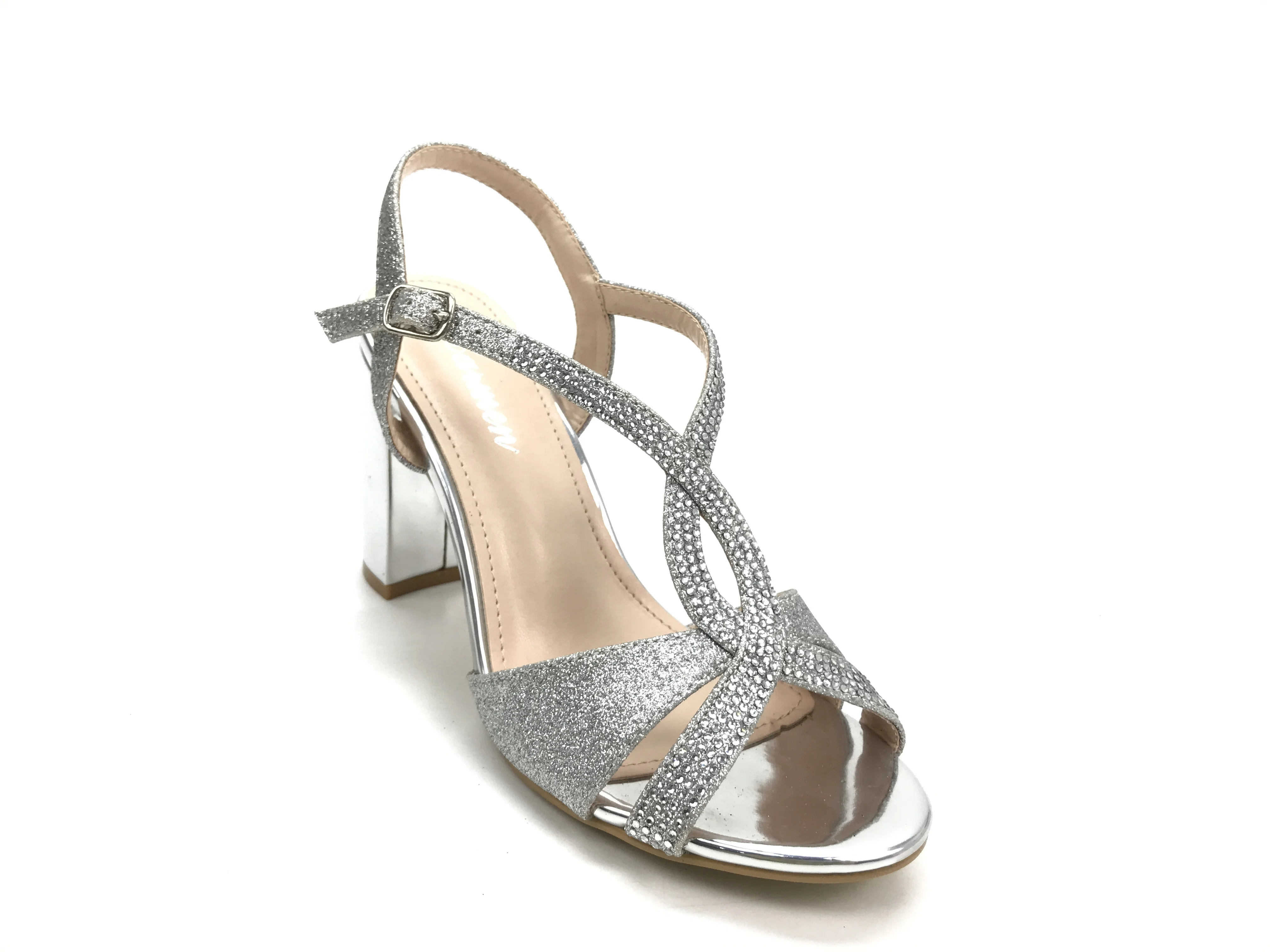 Ladies Open Toe Sandals Diamonds  Block Heels Casual Dress Shoes Comfortable Heels for Women