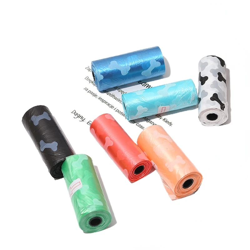 Factory in stock disposable dog stool bag portable poop bag bone printing pet garbage bag