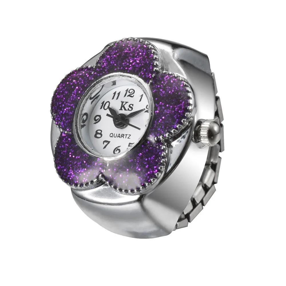 QIUHAN Mini Classic Colorful Flower Ring Watch