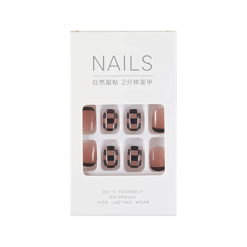 Eco Friendly Private Label 24pcs Stick Acrylic Gel False Nail Forms Set Press On Nails Reusable Artificial False Nails