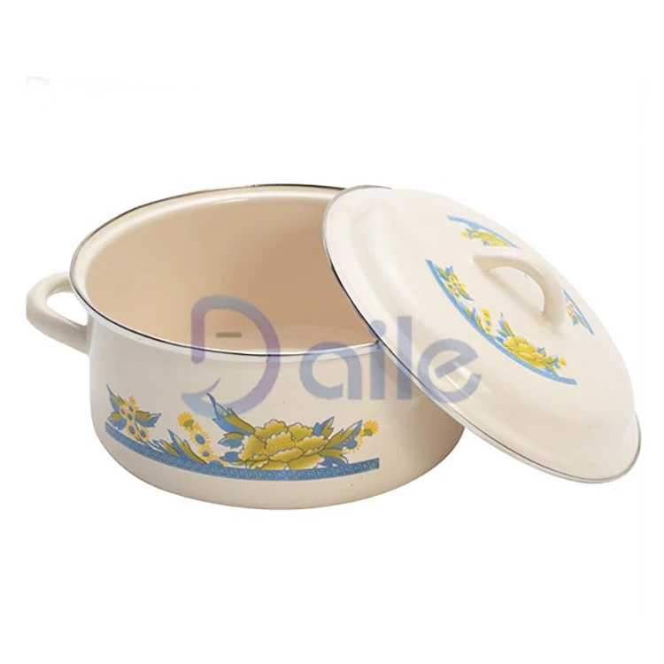Straight Shape Enamel Home Kitchen Cookware Pot Set Cookware Kitchen With Custom Decal