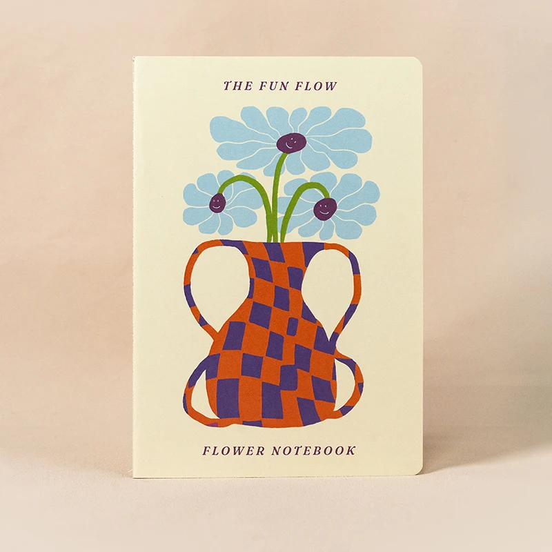 School Supplies Wholesale Cute Stationary Planner Diary Funny Blue Flower Sewn Saddle Stitching Journal Custom Notebooks With Lo