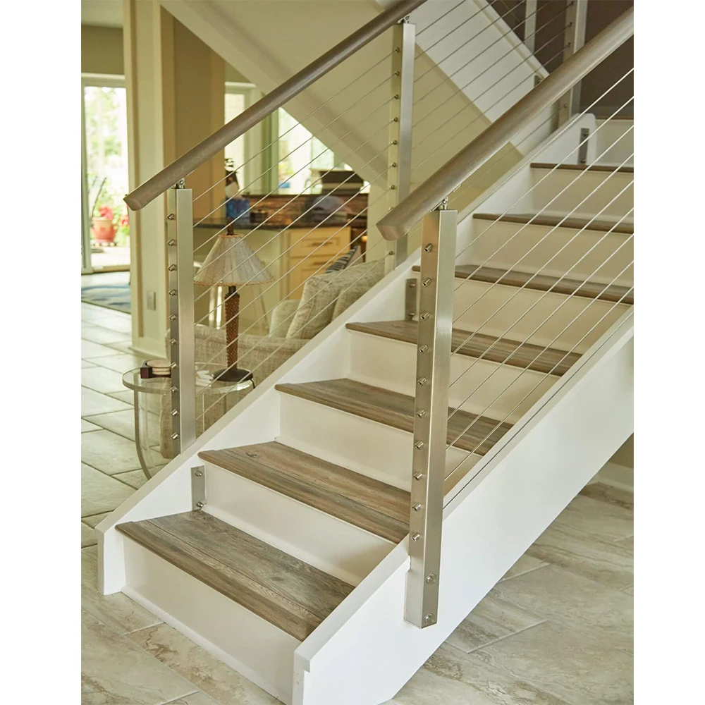 Foshan Factory Modern Interior Wire Balustrade Handrail Systems Stair Stainless Steel Wire Rope Cable Railing Prices