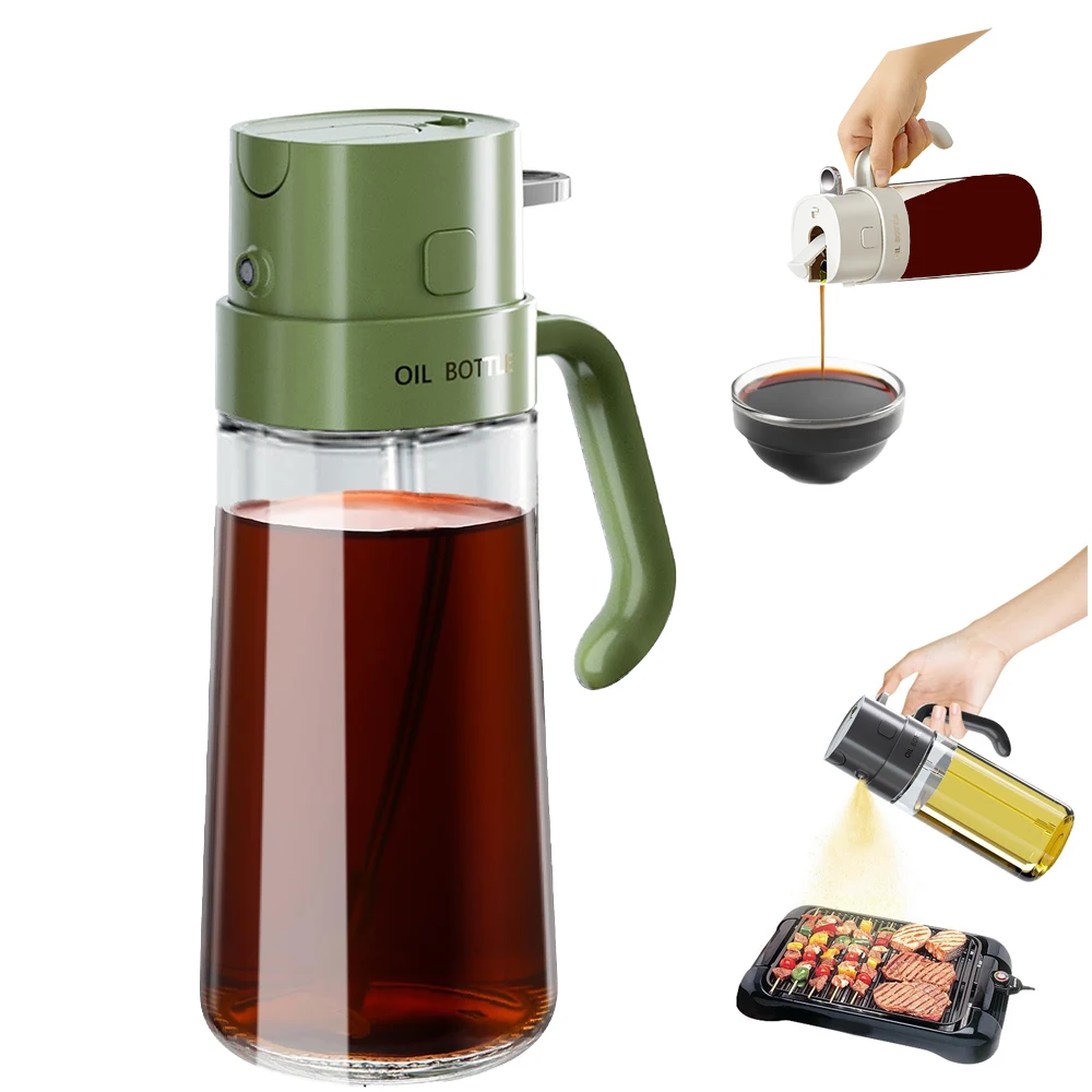 18.5OZ 550ML Glass Vinegar Dispenser versatile Plastic Olive Oil Spray Bottle For Kitchen Cooking