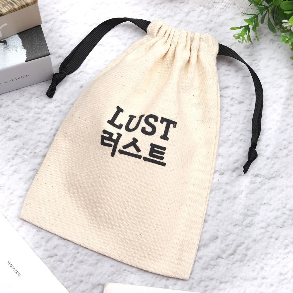 Eco-Friendly Small White Cotton Canvas Jewelry Pouch Custom Logo Printing Comb Perfume Cosmetic Packing Gift Cotton Dust Bag