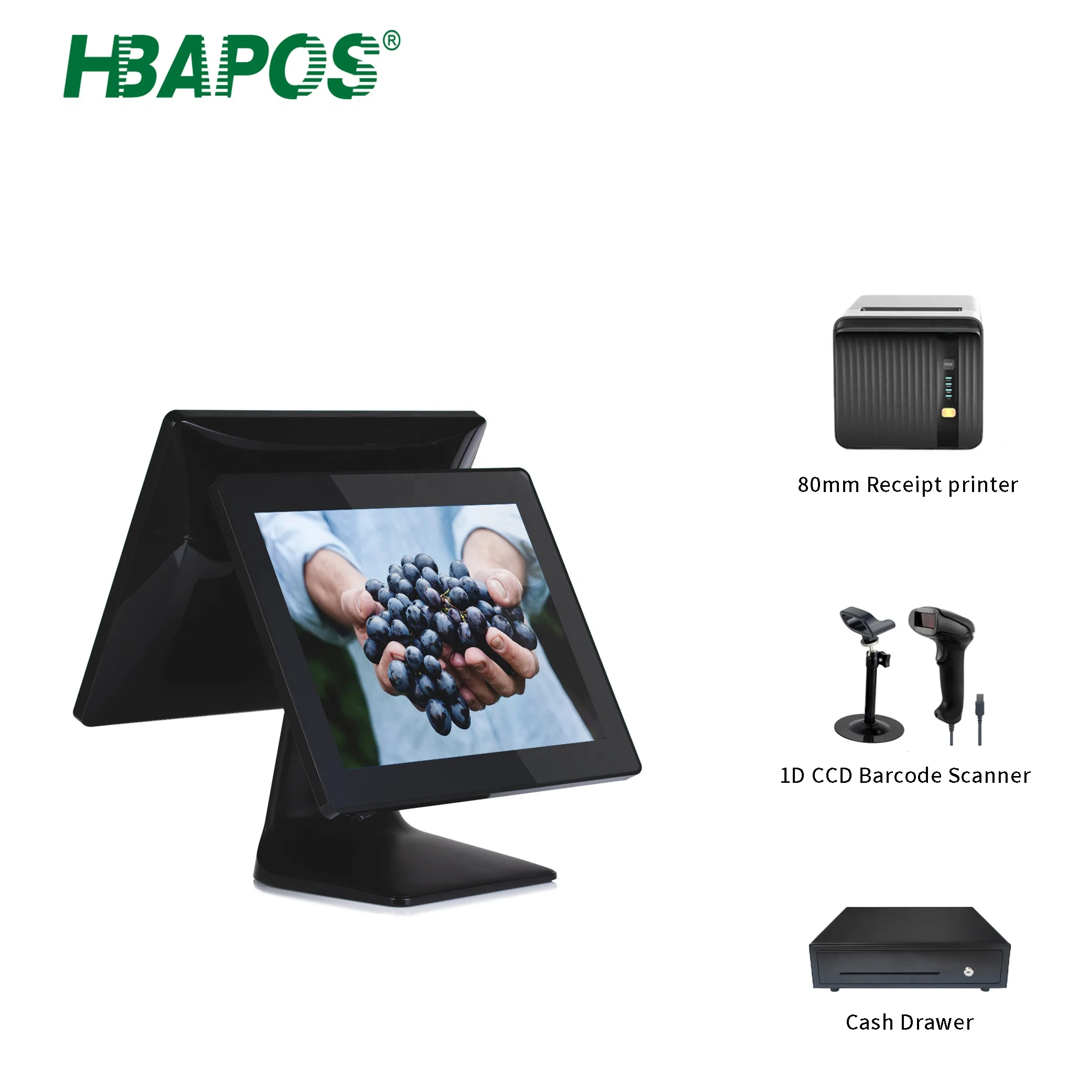 Capacitive Touch Double Screen Retail POS system All in One POS Terminal