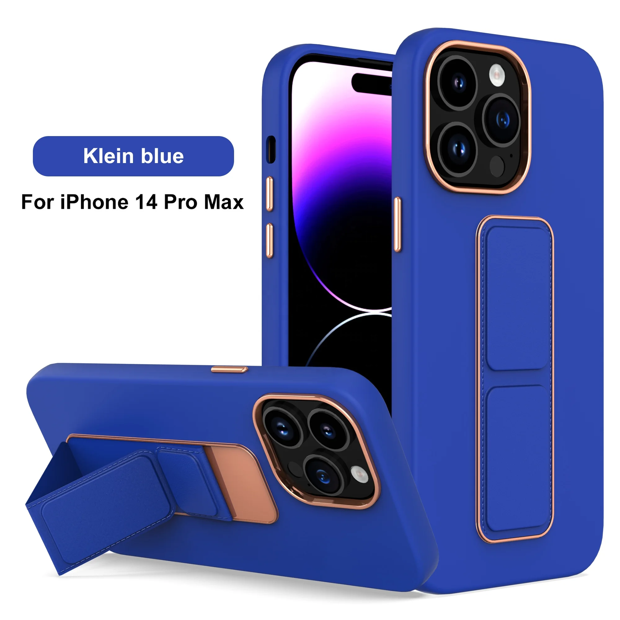 Electroplating Gilding Shockproof Stand Case For iPhone 14 13 Pro Max Luxury Plated Soft Phone Cover Case With Holder