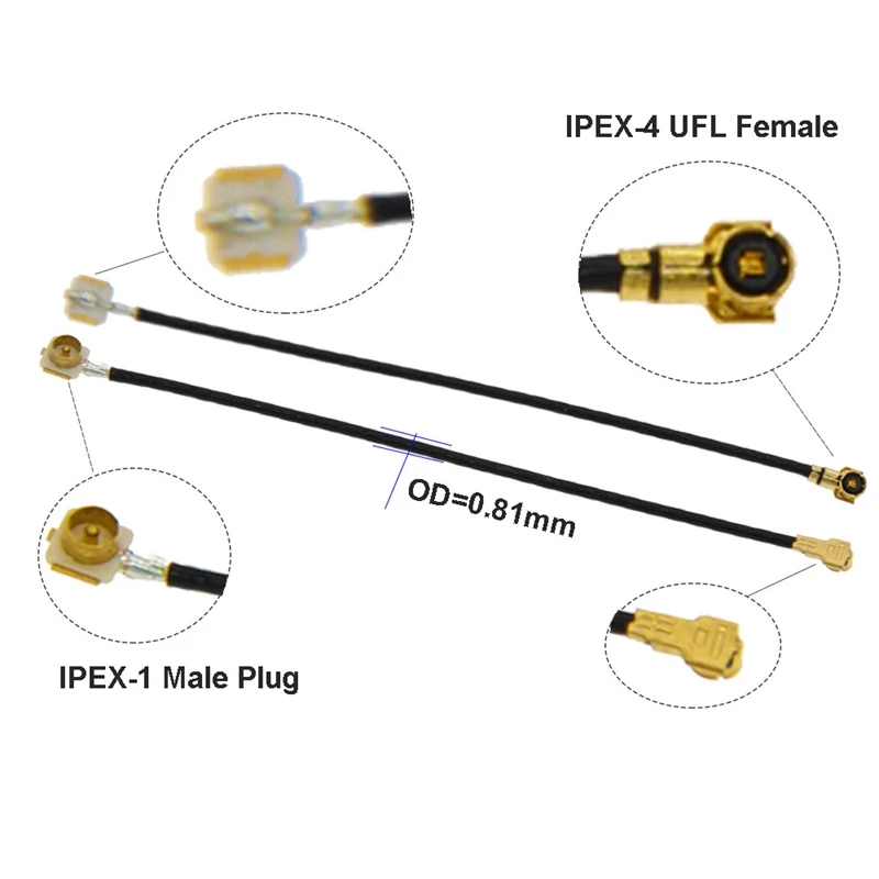 IPEX Cable Male Plug IPEX1 to IPEX4 MHF4 u.fl IPX Female Jack Connector RF 0.81 Coaxial Cable Jumper for 3G 4G Wifi