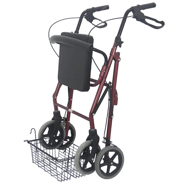Lightweight Elderly Walker Rollator with Seat, Folding Elderly Walker with Wheels Rolling Walker