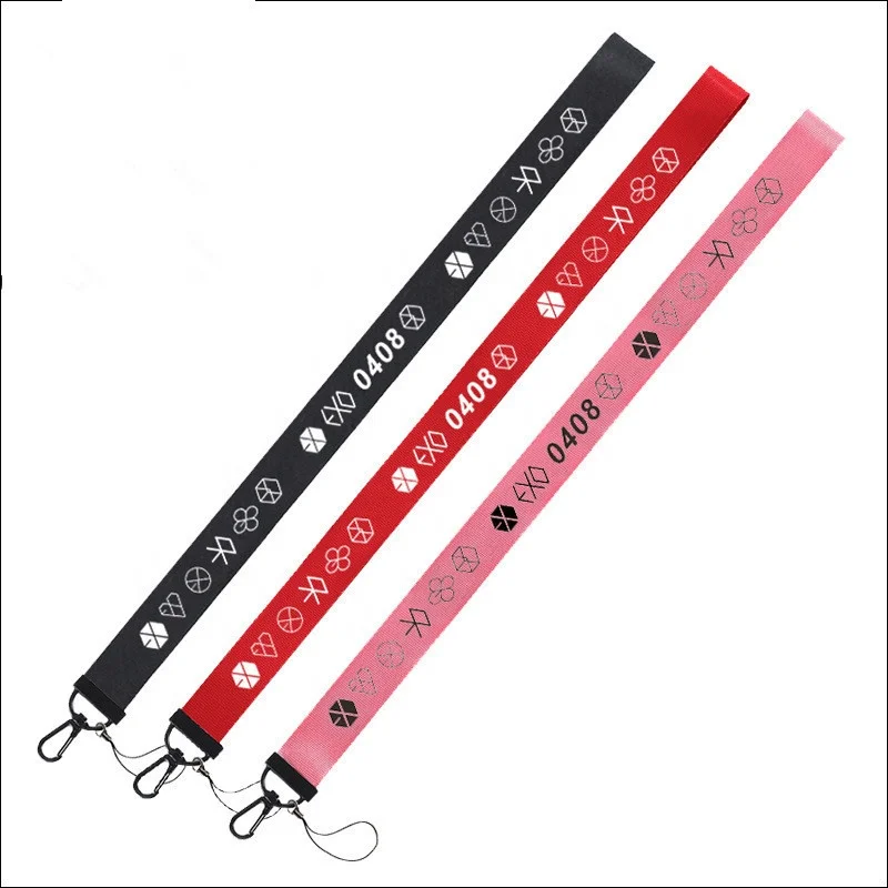
Promotional Custom Black Got7 Pink Mobile Phone Long Lanyard ID Card Lanyard Keychain 