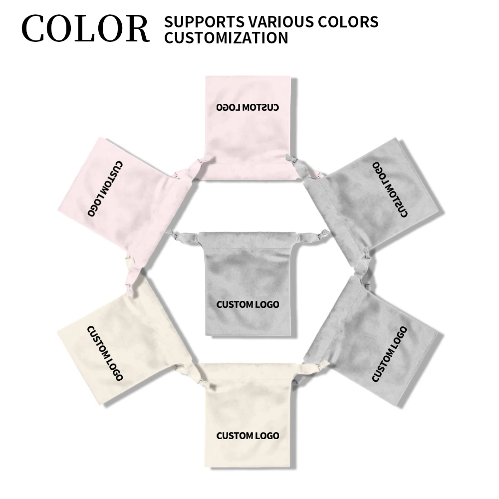 China Factory Earring Bracelet Necklace Ring Gift Jewelry Drawstring Bag Custom Logo Dust Suede Packaging Velvet Jewelry Pouch