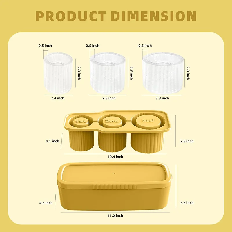 Ice Cube Tray For Stanley Cup 3 Hollow Cylinder Silicone Ice Mold Easy Released Ice Cube Maker with Lid For 30-40oz Tumbler Cup