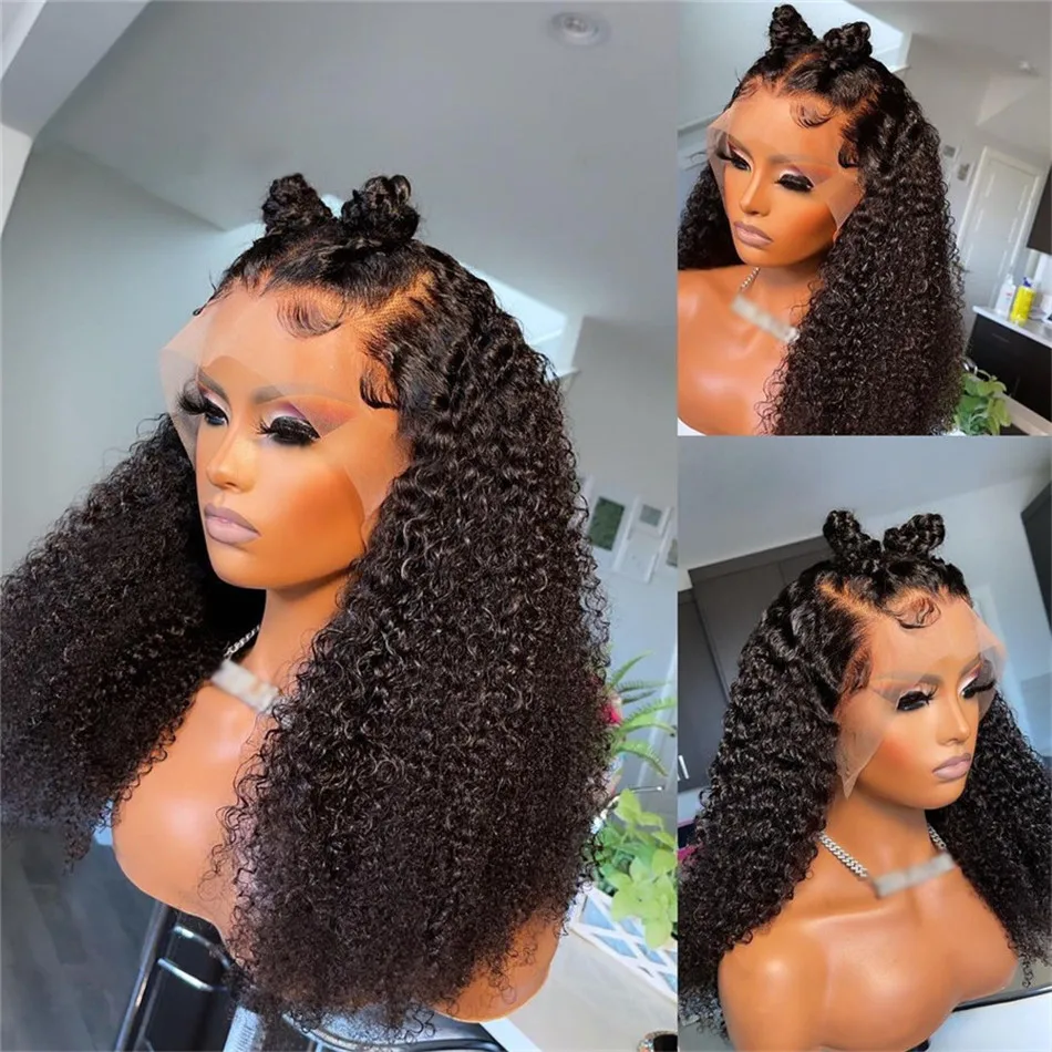 Cheap 360 Lace Frontal Wig Vendors Kinky Curly Human Hair Brazilian Hair wigs glueless Full HD Lace Front Wig For Black Women