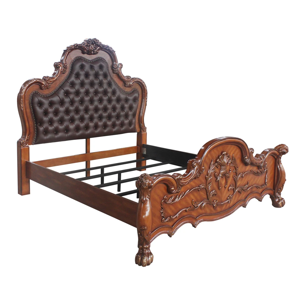 luxury bedroom furniture modern upholstered genuine leather italian style with extended headboard king size white leather bed