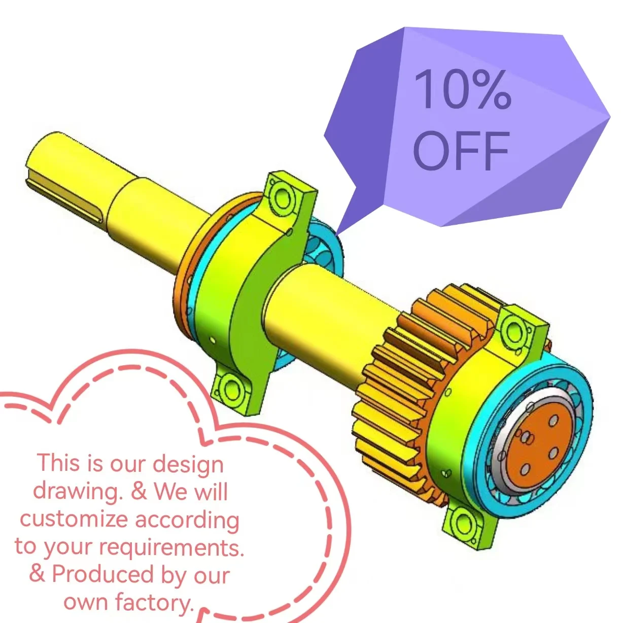 Environmental protection dust removal equipment Non-standard equipment manufacturing Main-drive shaft shafting (right)