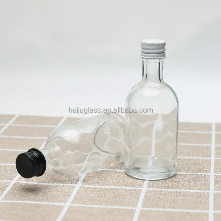 50ml 100ml Mini Wine Juice Beverage Liquid Glass Bottle with Aluminium Caps