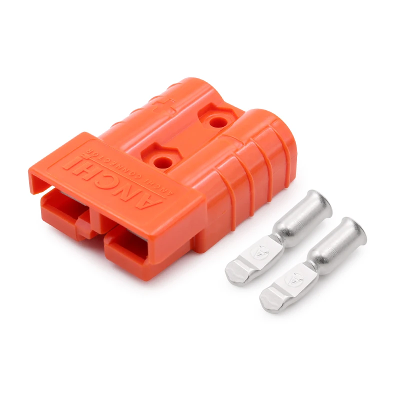 Anderson style 50A 600V orange  Power Connector  2Pole the battery plug  Dust Cover handle 5900 5952 5915 AWG6 AWG8 AWG10-12