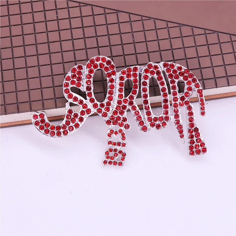 Popular College Association Animal Pin Women Dress Decoration Red Rhinestone Covered Greek Delta Elephant Soror 1913 Brooch