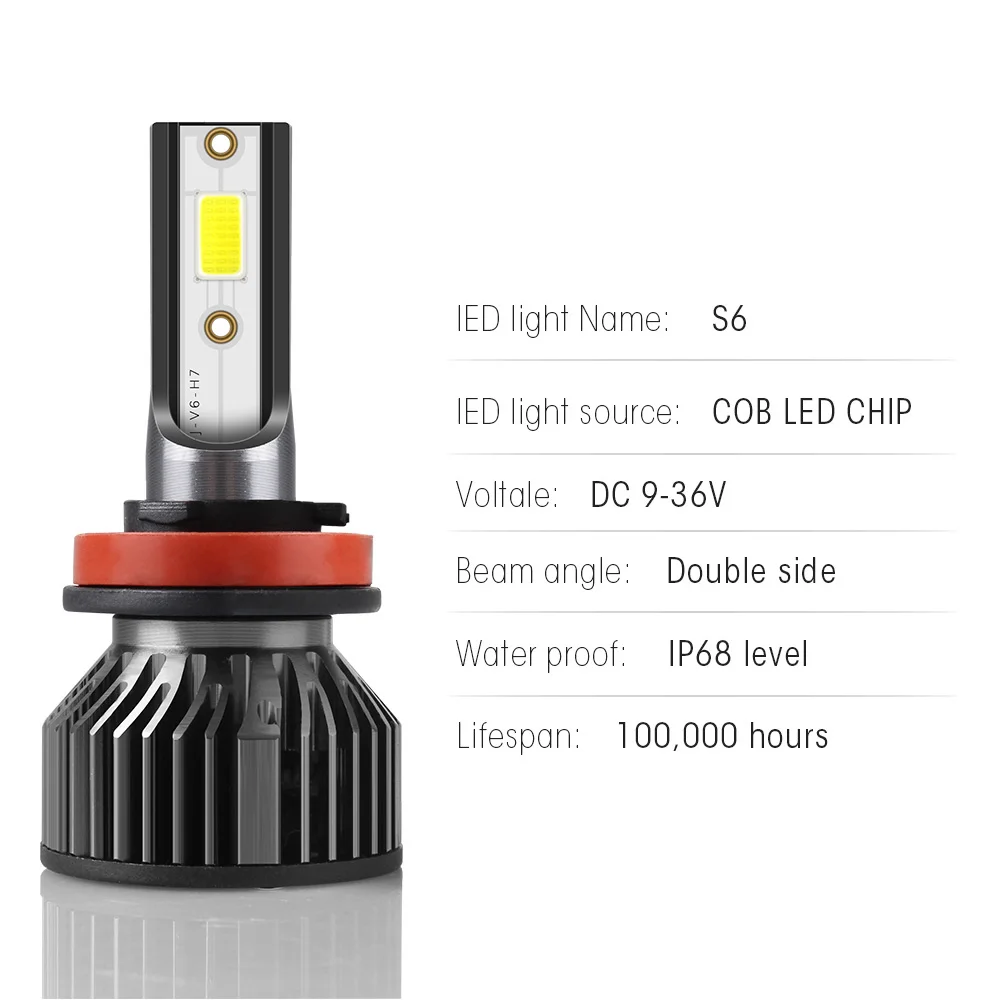 HAIZG s6 car led headlights 6000k auto accessories h7 h4 led lighting system