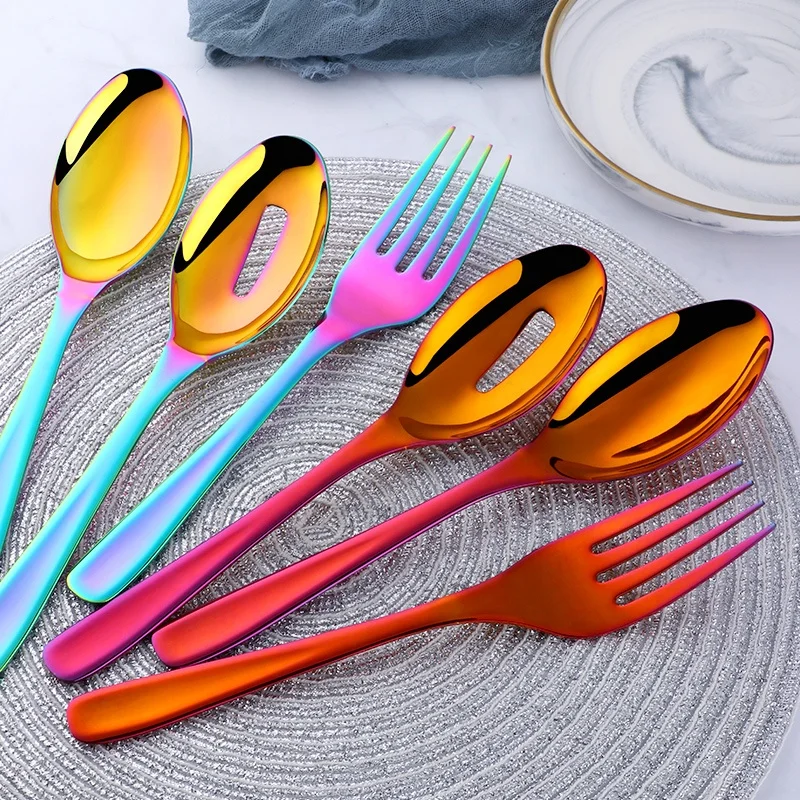 Wholesale 18/8 Stainless Steel Big Size Serving Salad Spoon/Fork/Colander Set