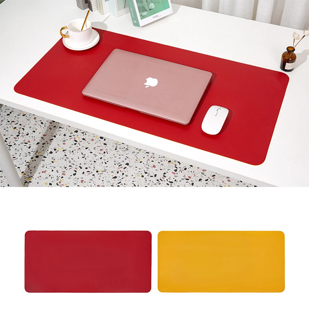 Simple office home durable double sided plush non slip waterproof PVC PU mat large desk pad non slip pu leather desk mouse pad