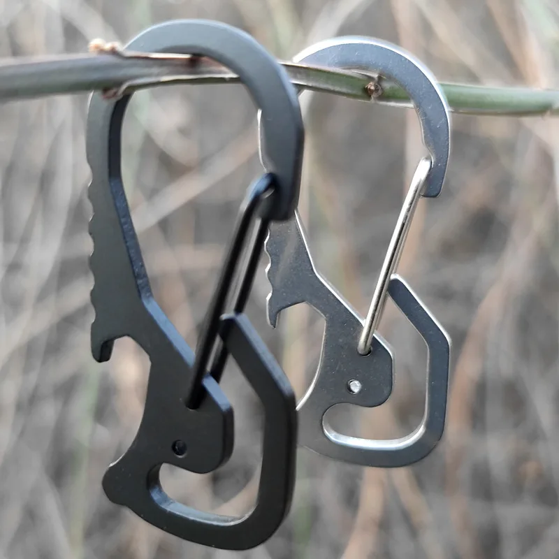 Stainless Steel EDC Tool Heavy Duty Keychain Carabiner Multifunctional EDC Key Clip with Bottle Opener Screwdriver