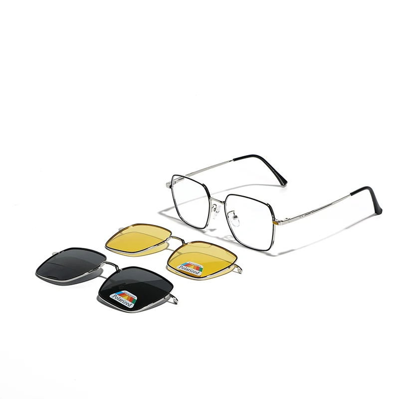 Fashion Men Square Clip On Shades Sun Glasses Women Optical Glasses with Magnetic Sunglasses