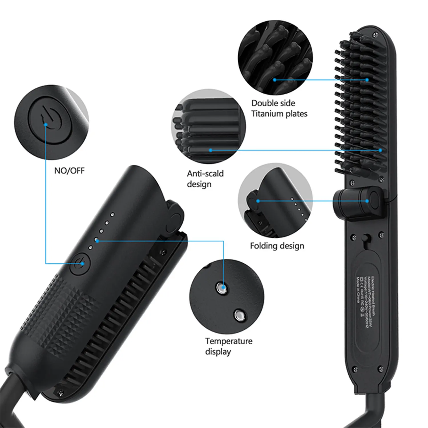 Drop Shipping Hair Straightening Brush Custom Electric Straightening Hair Brush
