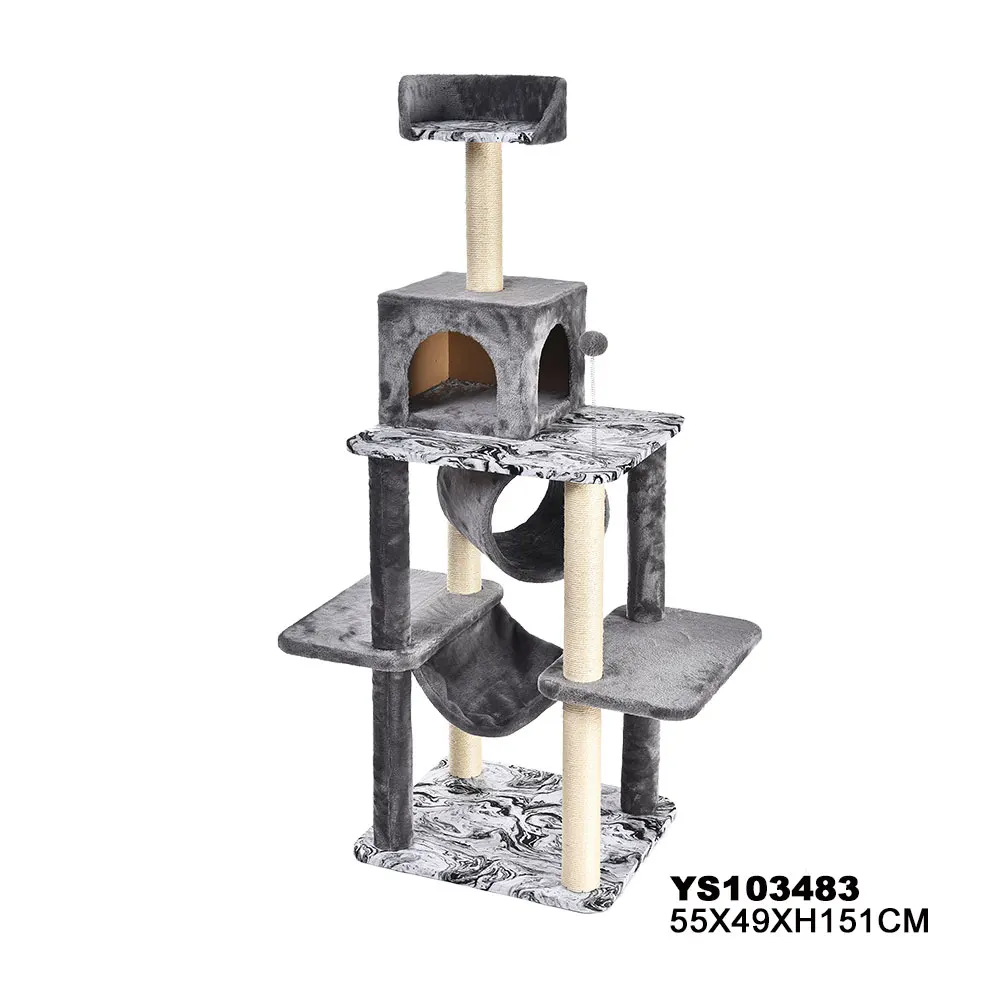 Multi-Level Cat Scratching Furniture Short Plush Cover Cat Climbing Tree