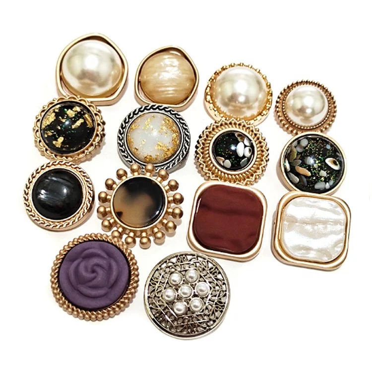 ZM263 Fashion Ladies Pearl Buttion Alloy Gold Buttons