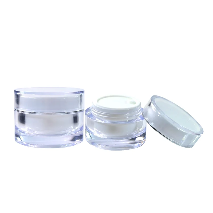 Luxury Diamond Double Wall Empty Cylinder 5g 10g 15g 20g 30g 50g Cosmetic Cream Acrylic Jar for Packing