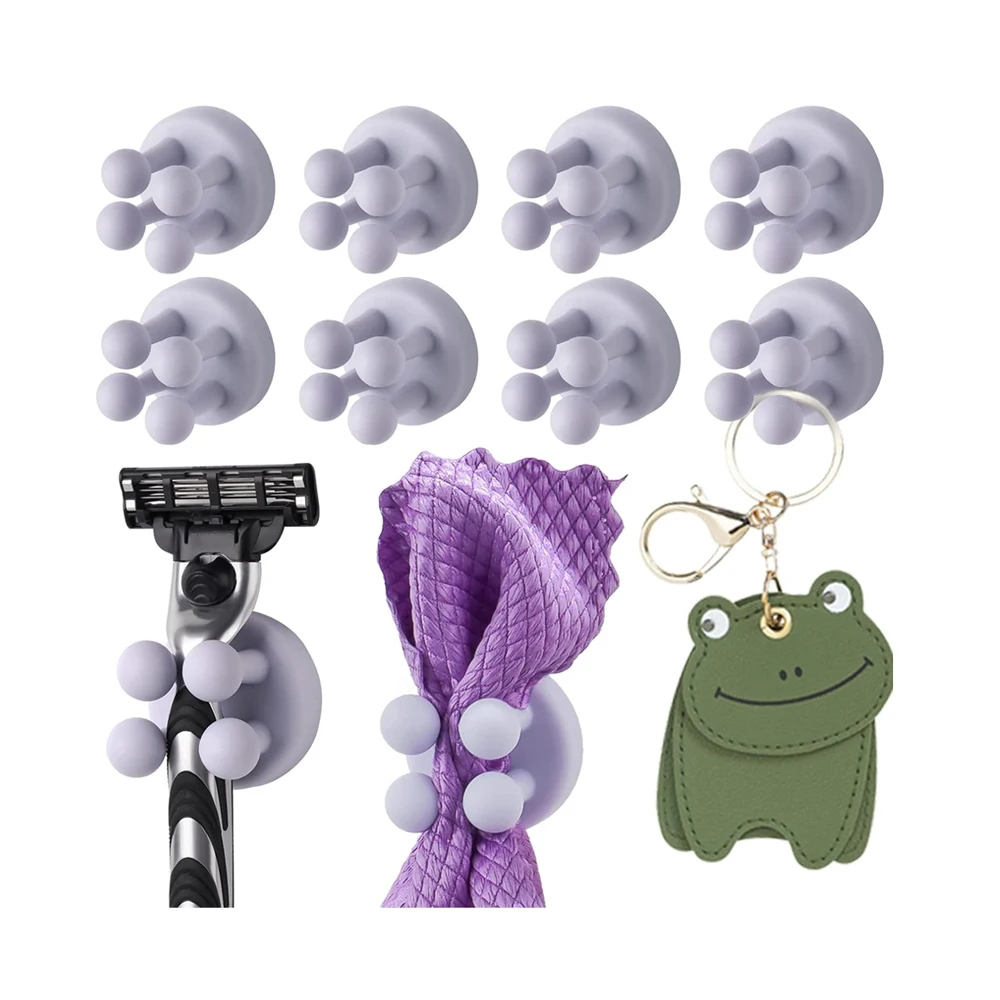 Self-Adhesive Hooks Holders - Mounted to Wall Door for Clipping & Hanging Toothbrush Razor Towel Key Plug Cable