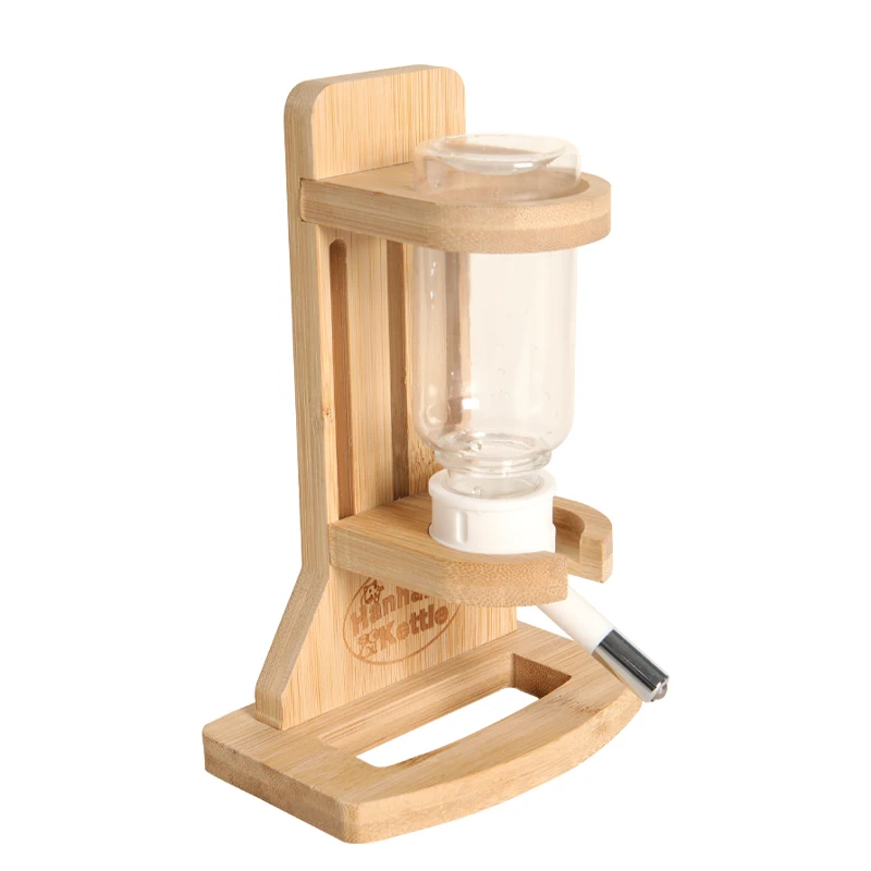 Bamboo hamster water bottle stand gold wire bear water bottle rabbit drinking water bottle vertical adjustable pet products