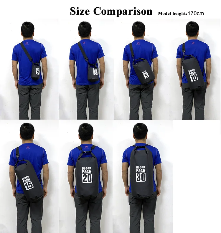 Customized 20L PVC Dry Bag Portable Foldable Wet Waterproof Backpack Outdoor Sports Hiking Trekking Beach Fishing Dry Bag