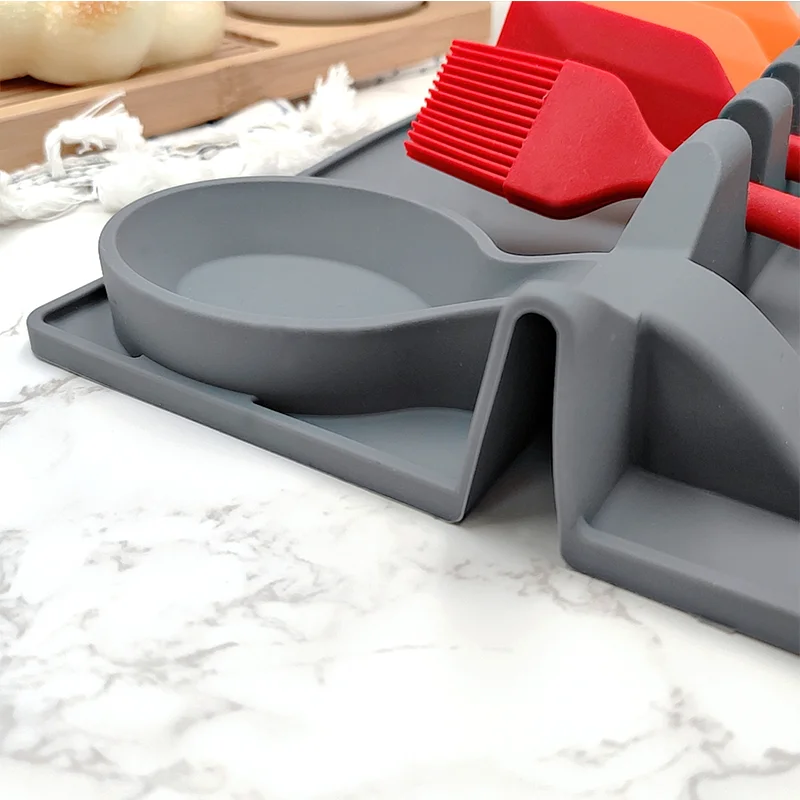Silicone Utensil Rest with Drip Pad for Multiple Utensils