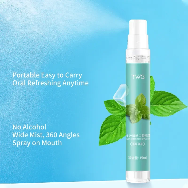 Portable 15ml Oral Care Breath Spray Freshener Mint Mouth Spray for Bad Breath