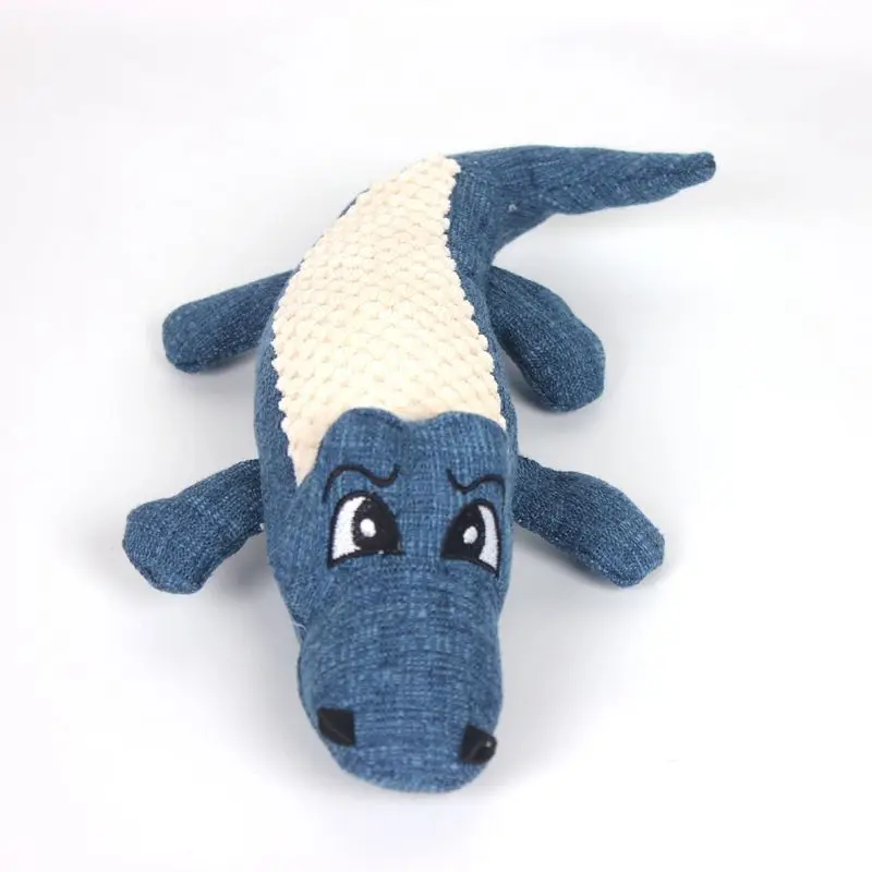 Pet Dog Toy Linen Plush Crocodile Animal Toy Dog Chew Squeaky Noise Toy Cleaning Teeth Supplies Tough Interactive Doll