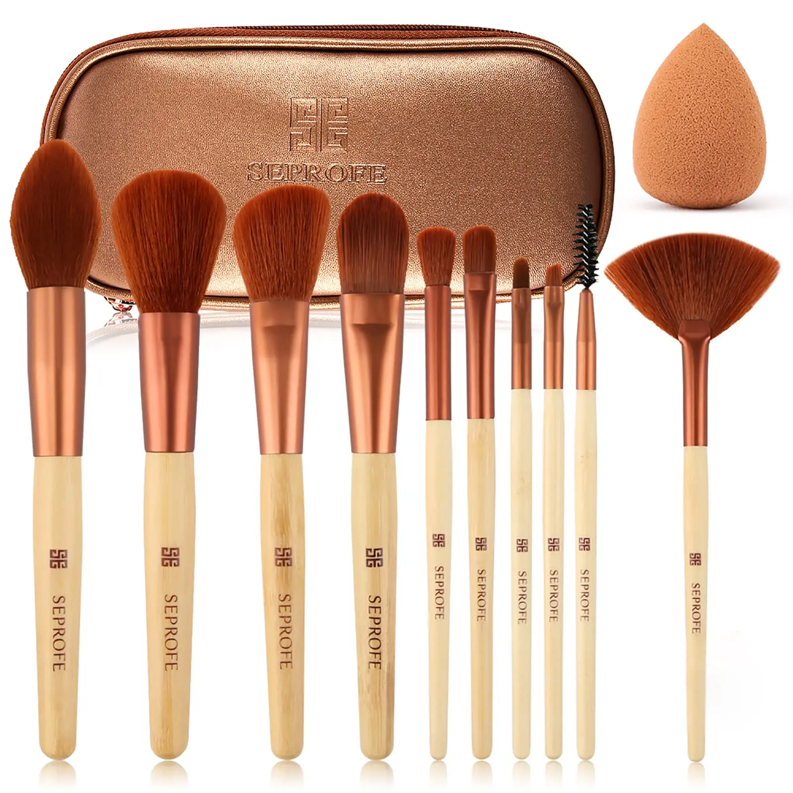 10Pcs Make Up Brush Kit  Kabuki Powder Foundation Contour Blush Concealer Eye Shadow Blending Liner Makeup Brush Set